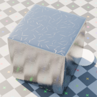 scratched metal material on a cube